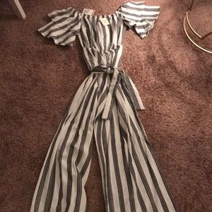 Full length striped romper